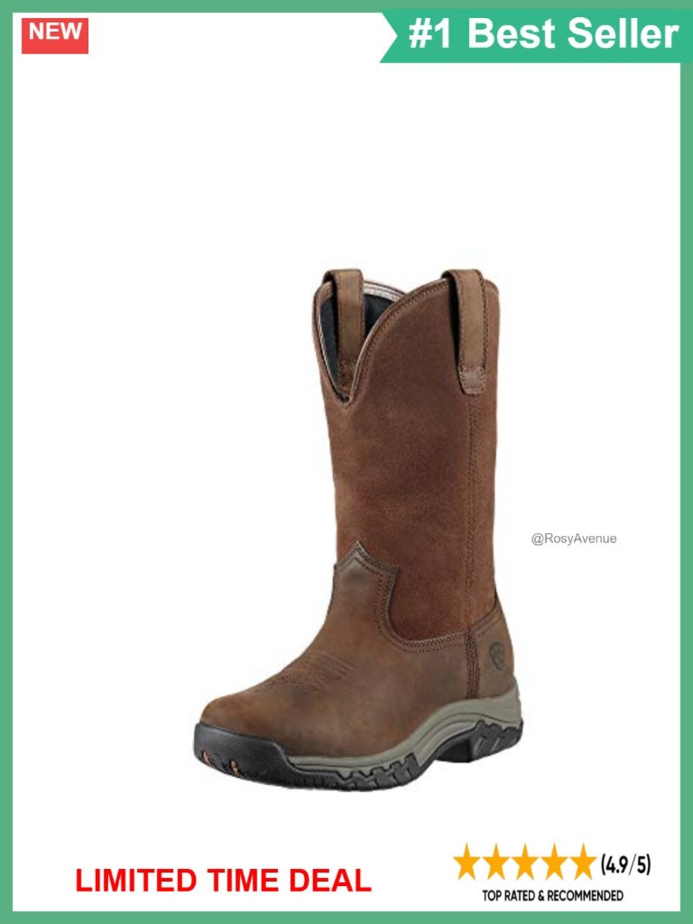 ARIAT Terrain Pull-On Waterproof Leather Western Work Boots Women's